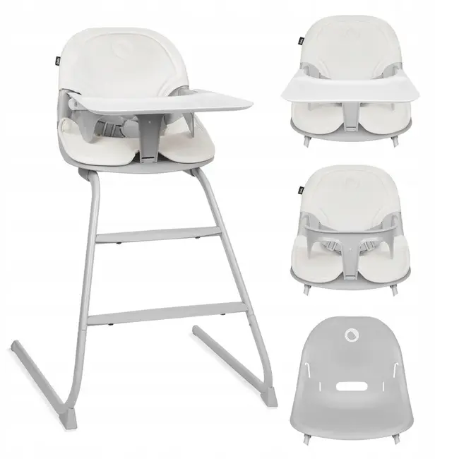 Scaun de masa, Lionelo, Dalia, 2 in 1, Transformabil, Cu 2 suporturi pentru picioare, Cu tavita detasabila, Sustine 60 kg, 6 luni+, Conform cu EN14988, Gri Stone BYNLO-DALIA_GREY_STONE