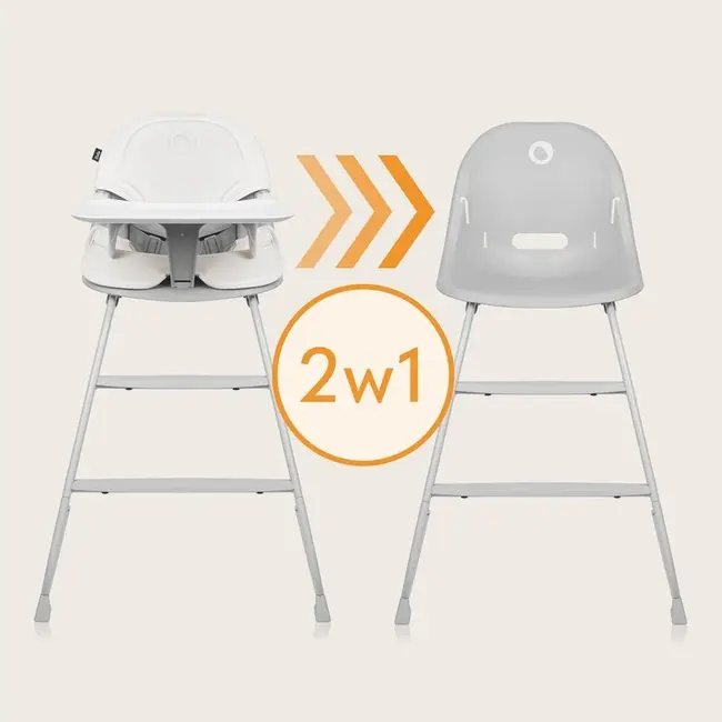Scaun de masa, Lionelo, Dalia, 2 in 1, Transformabil, Cu 2 suporturi pentru picioare, Cu tavita detasabila, Sustine 60 kg, 6 luni+, Conform cu EN14988, Gri Stone BYNLO-DALIA_GREY_STONE