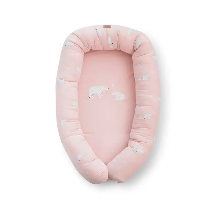 Suport De Dormit Babynest 2in1 Bara Protectie Patut Premium Bumbac, Polaris Rosa 95x65x18 Cm Pjb29pl52-037