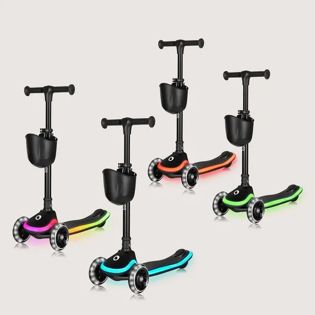 Trotineta pentru copii, Lionelo, Mey, Ultrapliabila, Cu lumini si cosulet, Maner ajustabil pe inaltime, 3 ani+, Pana la 50 Kg, Ultra usor, 2.8 kg, Conform cu standardul EN71-1/2/3, Certificata Intertek, Bej BYNLO-MEY_BEIGE_SAND
