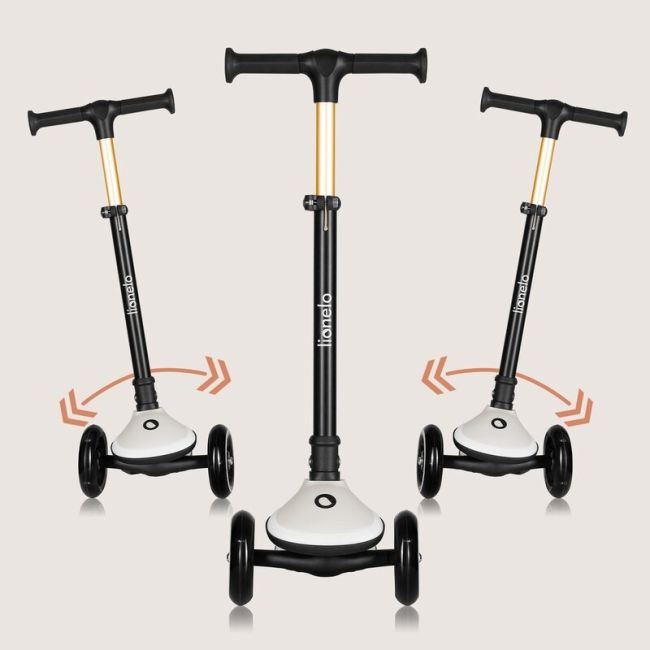 Trotineta pentru copii, Lionelo, Mey, Ultrapliabila, Cu lumini si cosulet, Maner ajustabil pe inaltime, 3 ani+, Pana la 50 Kg, Ultra usor, 2.8 kg, Conform cu standardul EN71-1/2/3, Certificata Intertek, Bej BYNLO-MEY_BEIGE_SAND