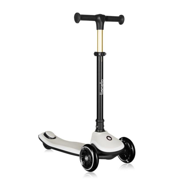 Trotineta pentru copii, Lionelo, Mey, Ultrapliabila, Cu lumini si cosulet, Maner ajustabil pe inaltime, 3 ani+, Pana la 50 Kg, Ultra usor, 2.8 kg, Conform cu standardul EN71-1/2/3, Certificata Intertek, Bej BYNLO-MEY_BEIGE_SAND
