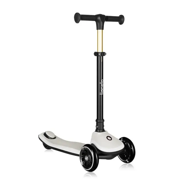 Trotineta pentru copii, Lionelo, Mey, Ultrapliabila, Cu lumini si cosulet, Maner ajustabil pe inaltime, 3 ani+, Pana la 50 Kg, Ultra usor, 2.8 kg, Conform cu standardul EN71-1/2/3, Certificata Intertek, Bej BYNLO-MEY_BEIGE_SAND
