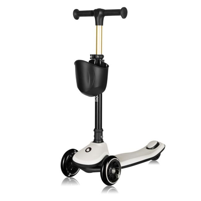 Trotineta pentru copii, Lionelo, Mey, Ultrapliabila, Cu lumini si cosulet, Maner ajustabil pe inaltime, 3 ani+, Pana la 50 Kg, Ultra usor, 2.8 kg, Conform cu standardul EN71-1/2/3, Certificata Intertek, Bej BYNLO-MEY_BEIGE_SAND