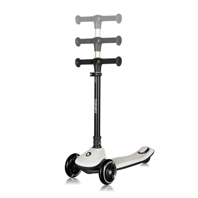Trotineta pentru copii, Lionelo, Mey, Ultrapliabila, Cu lumini si cosulet, Maner ajustabil pe inaltime, 3 ani+, Pana la 50 Kg, Ultra usor, 2.8 kg, Conform cu standardul EN71-1/2/3, Certificata Intertek, Bej BYNLO-MEY_BEIGE_SAND