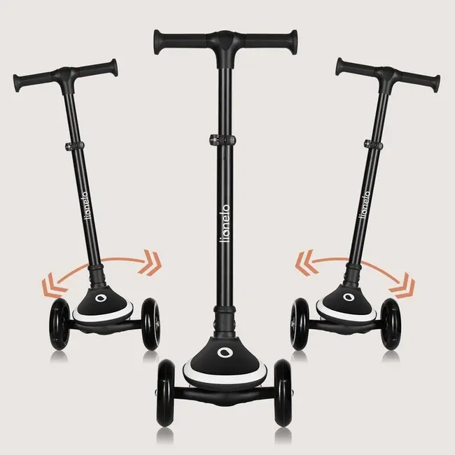 Trotineta pentru copii, Lionelo, Mey, Ultrapliabila, Cu lumini si cosulet, Maner ajustabil pe inaltime, 3 ani+, Pana la 50 Kg, Ultra usor, 2.8 kg, Conform cu standardul EN71-1/2/3, Certificata Intertek, Negru BYNLO-MEY_BLACK_ONYX