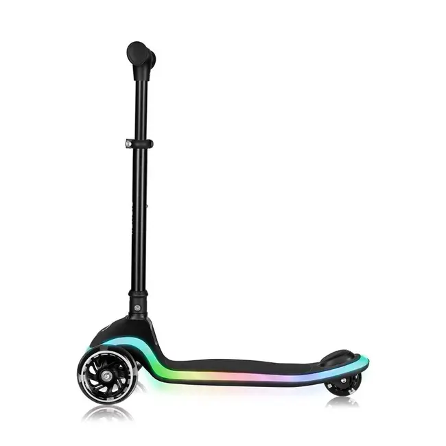 Trotineta pentru copii, Lionelo, Mey, Ultrapliabila, Cu lumini si cosulet, Maner ajustabil pe inaltime, 3 ani+, Pana la 50 Kg, Ultra usor, 2.8 kg, Conform cu standardul EN71-1/2/3, Certificata Intertek, Negru BYNLO-MEY_BLACK_ONYX