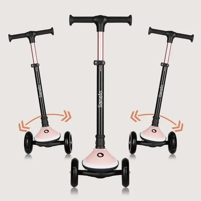 Trotineta pentru copii, Lionelo, Mey, Ultrapliabila, Cu lumini si cosulet, Maner ajustabil pe inaltime, 3 ani+, Pana la 50 Kg, Ultra usor, 2.8 kg, Conform cu standardul EN71-1/2/3, Certificata Intertek, Roz BYNLO-MEY_PINK_ROSE