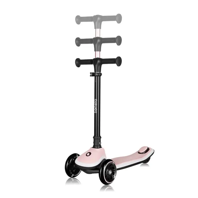 Trotineta pentru copii, Lionelo, Mey, Ultrapliabila, Cu lumini si cosulet, Maner ajustabil pe inaltime, 3 ani+, Pana la 50 Kg, Ultra usor, 2.8 kg, Conform cu standardul EN71-1/2/3, Certificata Intertek, Roz BYNLO-MEY_PINK_ROSE