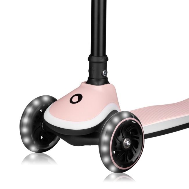 Trotineta pentru copii, Lionelo, Mey, Ultrapliabila, Cu lumini si cosulet, Maner ajustabil pe inaltime, 3 ani+, Pana la 50 Kg, Ultra usor, 2.8 kg, Conform cu standardul EN71-1/2/3, Certificata Intertek, Roz BYNLO-MEY_PINK_ROSE
