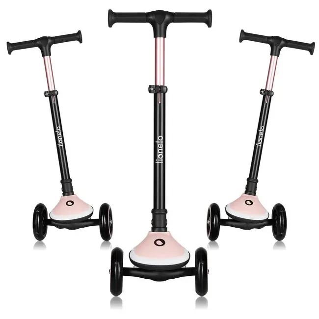 Trotineta pentru copii, Lionelo, Mey, Ultrapliabila, Cu lumini si cosulet, Maner ajustabil pe inaltime, 3 ani+, Pana la 50 Kg, Ultra usor, 2.8 kg, Conform cu standardul EN71-1/2/3, Certificata Intertek, Roz BYNLO-MEY_PINK_ROSE