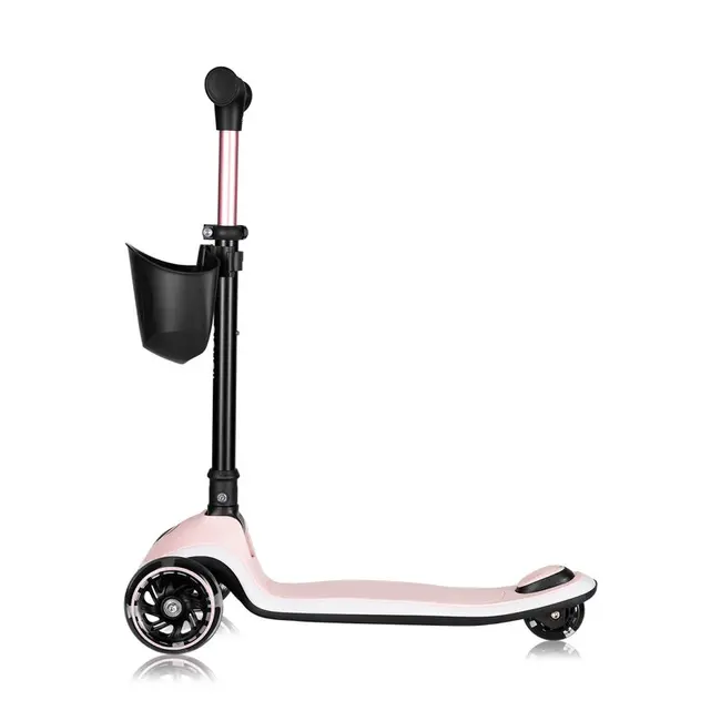 Trotineta pentru copii, Lionelo, Mey, Ultrapliabila, Cu lumini si cosulet, Maner ajustabil pe inaltime, 3 ani+, Pana la 50 Kg, Ultra usor, 2.8 kg, Conform cu standardul EN71-1/2/3, Certificata Intertek, Roz BYNLO-MEY_PINK_ROSE