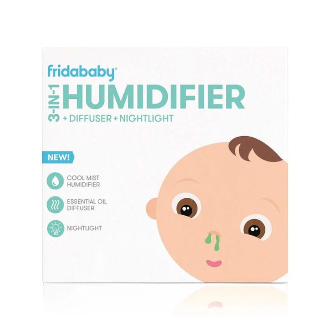 Umidificator, Fridababy, BreatheFrida, Cu ultrasunete 3 in 1, Ultra silentios, Include difuzor de uleiuri esentiale si lumina de veghe, Cu oprire automata, Rezervor BPA Free, Alb BYNFRI20