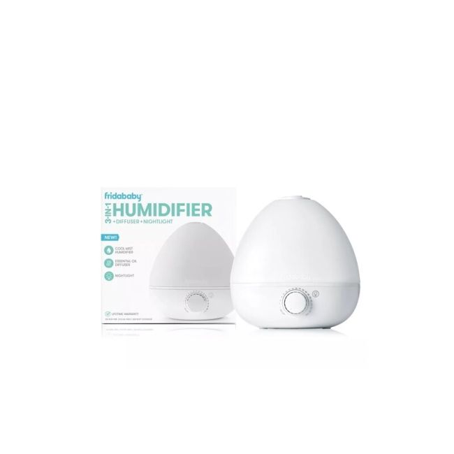 Umidificator, Fridababy, BreatheFrida, Cu ultrasunete 3 in 1, Ultra silentios, Include difuzor de uleiuri esentiale si lumina de veghe, Cu oprire automata, Rezervor BPA Free, Alb BYNFRI20