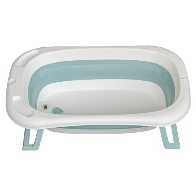 Cadita mare pliabila albastra cu termometru si pernuta – pentru bebelusi bb01-bleu
