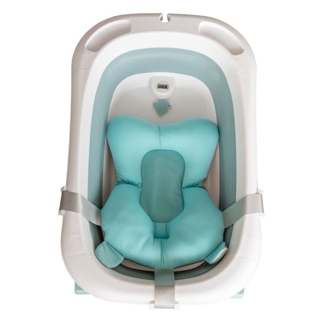 Cadita mare pliabila albastra cu termometru si pernuta – pentru bebelusi bb01-bleu