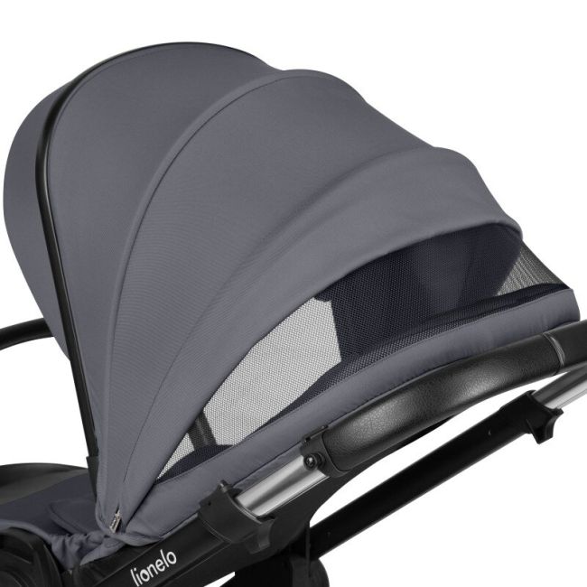 Carucior 2 in 1, Lionelo, Layla, Pana la 22 kg, Cadru aluminiu, Cu landou intarit si salteluta din spuma AirDots, Reversibil, Cu ventilatie 3D, Cu accesorii, EN1888-1, EN1888-2, EN1466, Gri BYNLO-LAYLA_2IN1_GREY_STONE