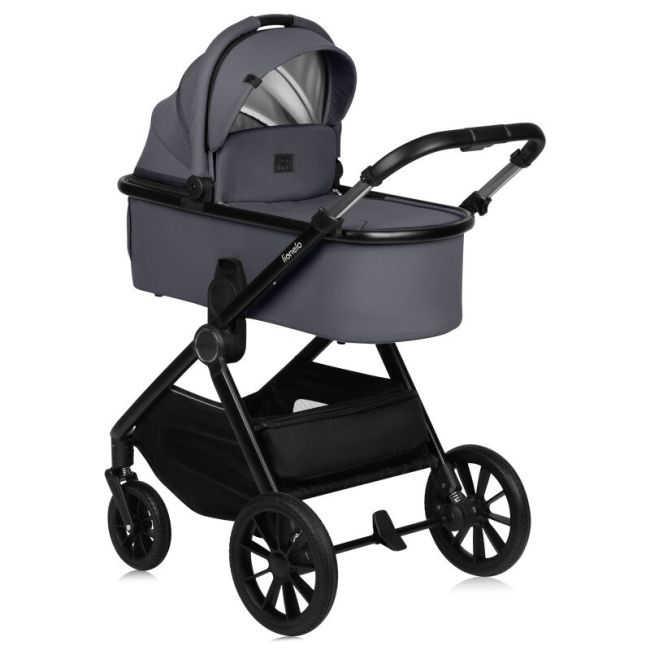 Carucior 2 in 1, Lionelo, Layla, Pana la 22 kg, Cadru aluminiu, Cu landou intarit si salteluta din spuma AirDots, Reversibil, Cu ventilatie 3D, Cu accesorii, EN1888-1, EN1888-2, EN1466, Gri BYNLO-LAYLA_2IN1_GREY_STONE
