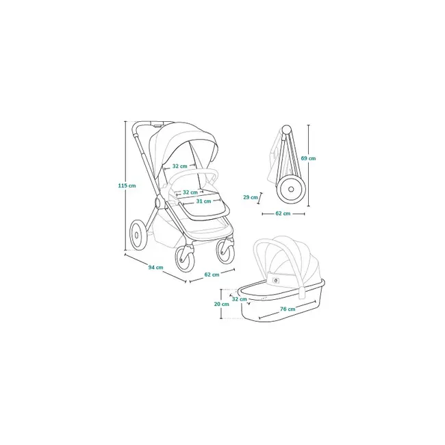 Carucior 2 in 1, Lionelo, Layla, Pana la 22 kg, Cadru aluminiu, Cu landou intarit si salteluta din spuma AirDots, Reversibil, Cu ventilatie 3D, Cu accesorii, EN1888-1, EN1888-2, EN1466, Gri BYNLO-LAYLA_2IN1_GREY_STONE