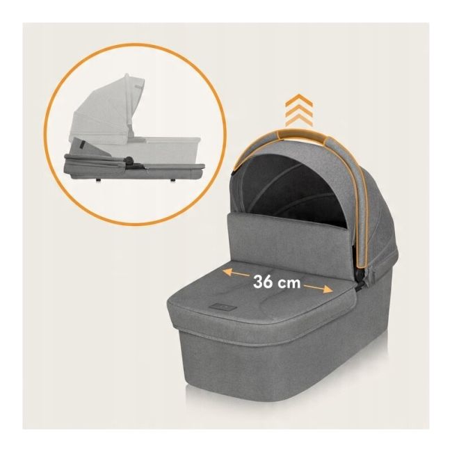 Carucior 2 in 1, Lionelo, Meril, Cu landou si scaun cu dimensiune XL, Reversibil, Cu sistem de ventilatie 3D, Cu accesorii, Pana la 22 kg, Conform cu EN1888-1 EN1888-2, EN1466, Gri BYNLO-MERIL_2IN1_GREY_STONE
