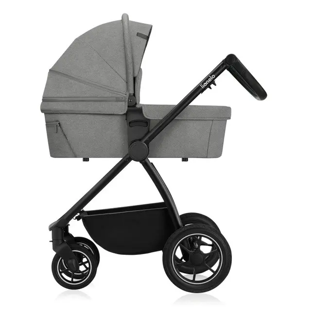 Carucior 2 in 1, Lionelo, Meril, Cu landou si scaun cu dimensiune XL, Reversibil, Cu sistem de ventilatie 3D, Cu accesorii, Pana la 22 kg, Conform cu EN1888-1 EN1888-2, EN1466, Gri BYNLO-MERIL_2IN1_GREY_STONE