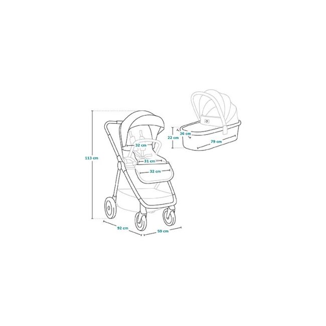 Carucior 2 in 1, Lionelo, Meril, Cu landou si scaun cu dimensiune XL, Reversibil, Cu sistem de ventilatie 3D, Cu accesorii, Pana la 22 kg, Conform cu EN1888-1 EN1888-2, EN1466, Gri BYNLO-MERIL_2IN1_GREY_STONE