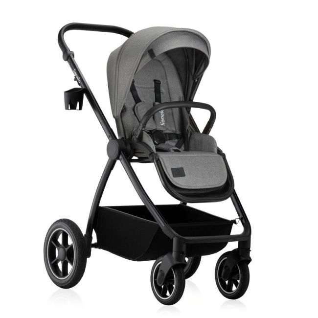 Carucior 2 in 1, Lionelo, Meril, Cu landou si scaun cu dimensiune XL, Reversibil, Cu sistem de ventilatie 3D, Cu accesorii, Pana la 22 kg, Conform cu EN1888-1 EN1888-2, EN1466, Gri BYNLO-MERIL_2IN1_GREY_STONE