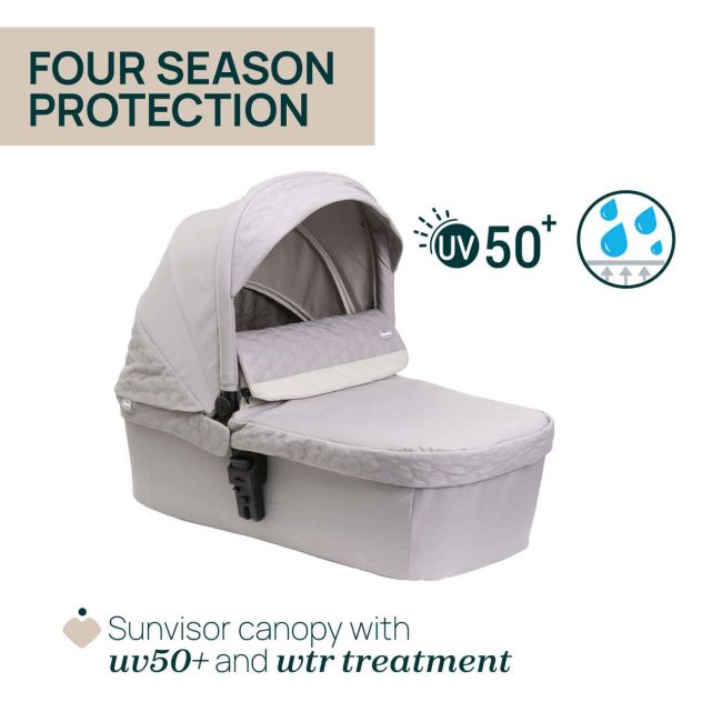 Carucior copii 3 in 1 Chicco Seety, cu scaun auto Kory Plus I-Size, FlorenceBeige (Bej), 0luni+ CHC8709770+8709870+8714645-8