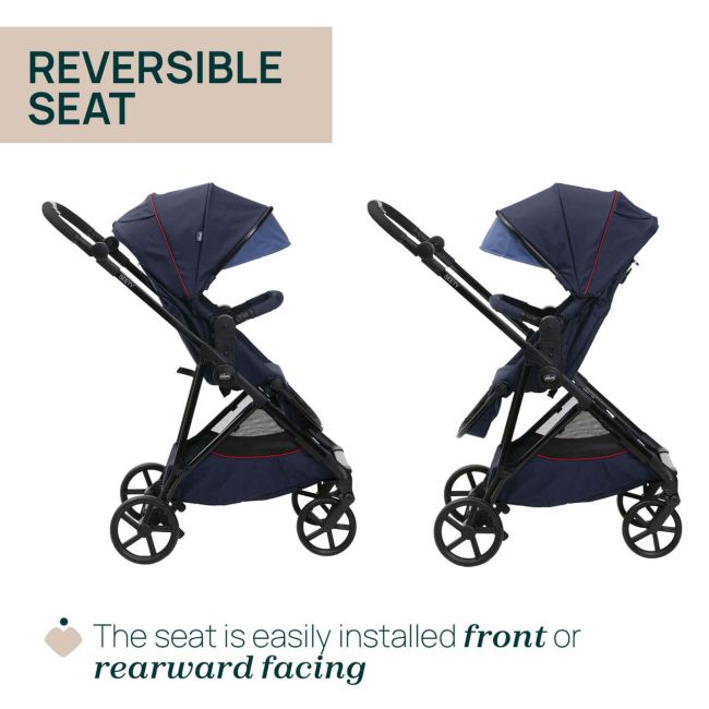 Carucior copii 3 in 1 Chicco Seety, cu scaun auto Kory Plus I-Size, OxFord Blue (Albastru), 0luni+ CHC8709779+8709879+8714645-8