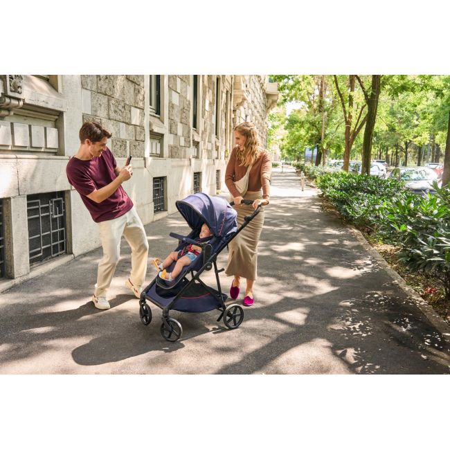 Carucior copii 3 in 1 Chicco Seety, cu scaun auto Kory Plus I-Size, OxFord Blue (Albastru), 0luni+ CHC8709779+8709879+8714645-8