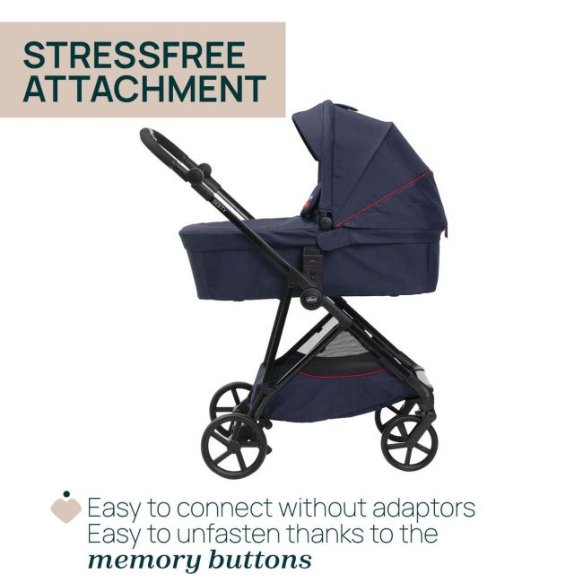 Carucior copii 3 in 1 Chicco Seety, cu scaun auto Kory Plus I-Size, OxFord Blue (Albastru), 0luni+ CHC8709779+8709879+8714645-8