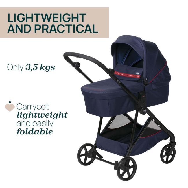 Carucior copii 3 in 1 Chicco Seety, cu scaun auto Kory Plus I-Size, OxFord Blue (Albastru), 0luni+ CHC8709779+8709879+8714645-8