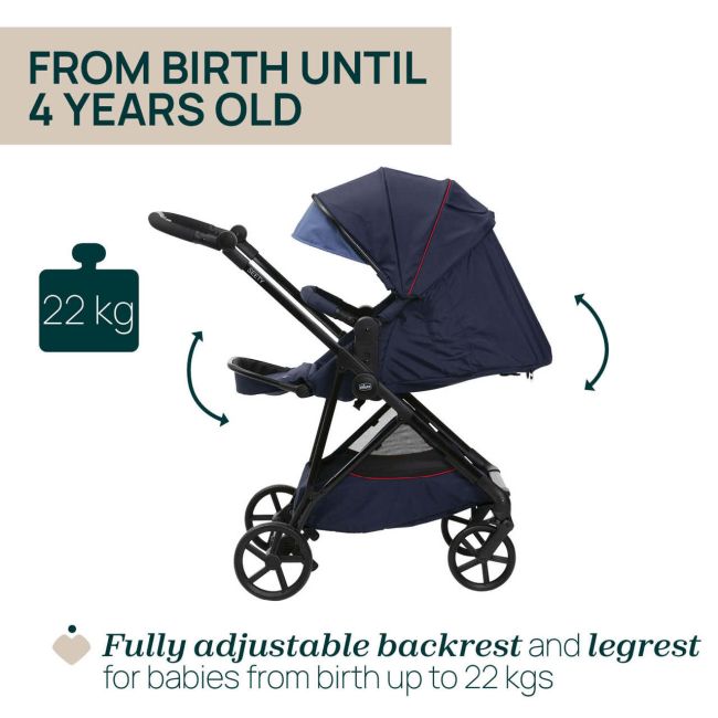 Carucior copii 3 in 1 Chicco Seety, cu scaun auto Kory Plus I-Size, OxFord Blue (Albastru), 0luni+ CHC8709779+8709879+8714645-8