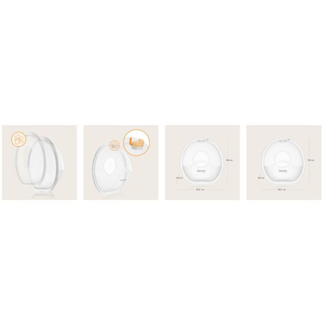 Colectoare san, Lionelo, 2 buc, 60 ml, fara BPA, Ergonomice, Compatibile cu orice sutien, Transparent BYNLOC-MILKY_SIMPLE