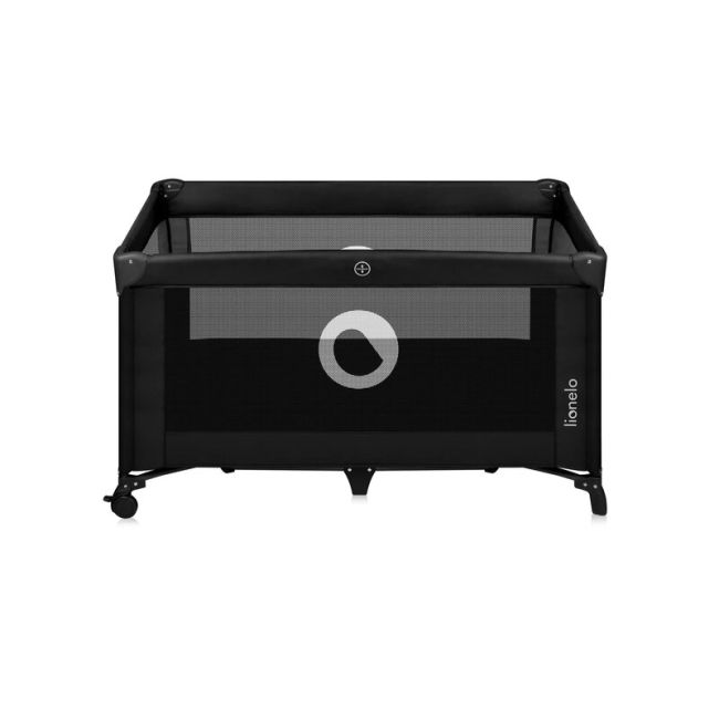 Patut pliant, Lionelo, Stefi, Cu un nivel, Cu intrare laterala cu fermoar, 2 roti, 120x60 cm, Conform cu standardul european de securitate EN 716, Negru BYNLO-STEFI_BLACK_CARBON