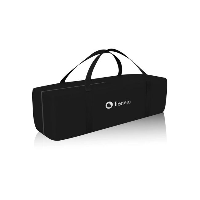 Patut pliant, Lionelo, Stefi, Cu un nivel, Cu intrare laterala cu fermoar, 2 roti, 120x60 cm, Conform cu standardul european de securitate EN 716, Negru BYNLO-STEFI_BLACK_CARBON
