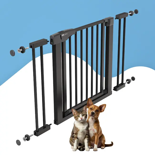 Poarta de siguranta pentru scari SIPO, Black, operare cu o mana, 75-103 cm EKDSBS-SG02