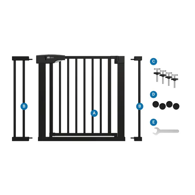 Poarta de siguranta pentru scari SIPO, Black, operare cu o mana, 75-103 cm EKDSBS-SG02