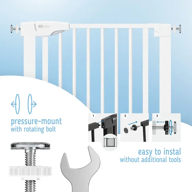 Poarta de siguranta pentru scari SIPO, White, operare cu o mana, 75-103 cm EKDSBS-SG01