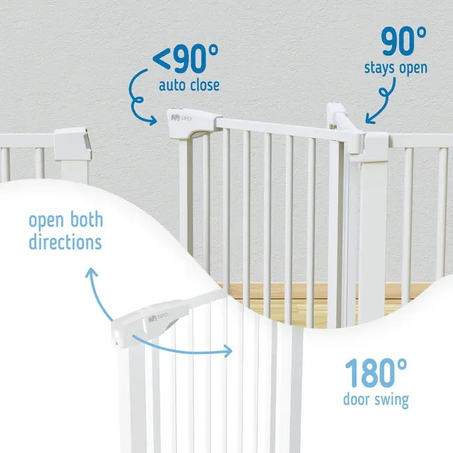 Poarta de siguranta pentru scari SIPO, White, operare cu o mana, 75-103 cm EKDSBS-SG01