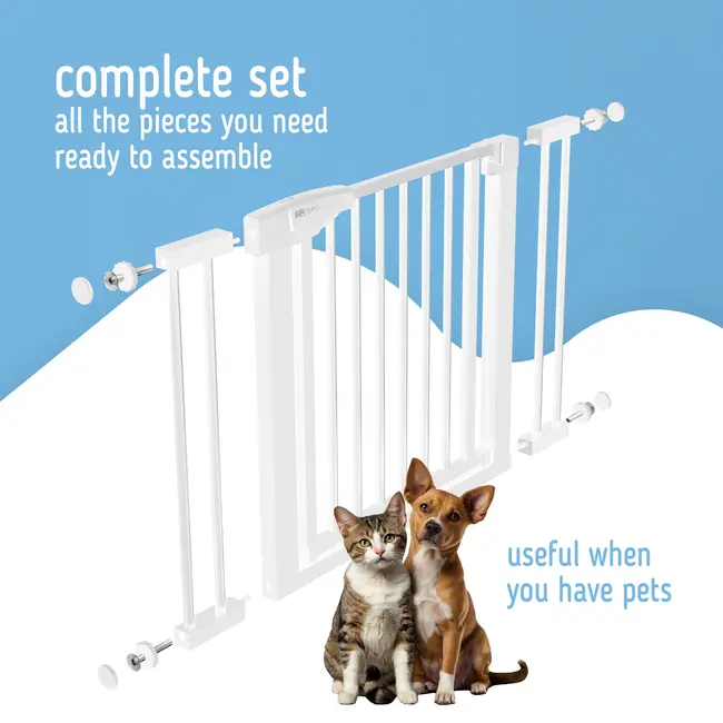 Poarta de siguranta pentru scari SIPO, White, operare cu o mana, 75-103 cm EKDSBS-SG01