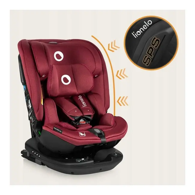 Scaun auto, Lionelo, Bastiaan RWF i-Size, Pozitie de somn, Protectie laterala, Rotire 360 grade, 0-36 Kg, Cu Isofix si Centura Top Tether, Conform cu standardul european de securitate ECE R129, Rosu BYNLO-BASTIAAN_RWF_ISIZE_RED_BURGUNDY