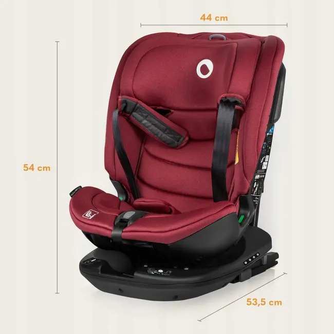 Scaun auto, Lionelo, Bastiaan RWF i-Size, Pozitie de somn, Protectie laterala, Rotire 360 grade, 0-36 Kg, Cu Isofix si Centura Top Tether, Conform cu standardul european de securitate ECE R129, Rosu BYNLO-BASTIAAN_RWF_ISIZE_RED_BURGUNDY