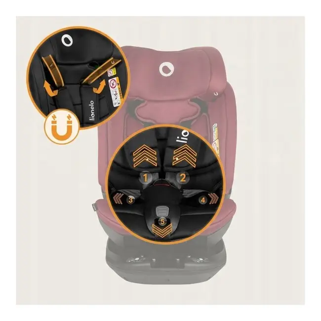 Scaun auto, Lionelo, Bastiaan RWF i-Size, Pozitie de somn, Protectie laterala, Rotire 360 grade, 0-36 Kg, Cu Isofix si Centura Top Tether, Conform cu standardul european de securitate ECE R129, Rosu BYNLO-BASTIAAN_RWF_ISIZE_RED_BURGUNDY
