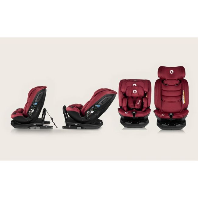 Scaun auto, Lionelo, Bastiaan RWF i-Size, Pozitie de somn, Protectie laterala, Rotire 360 grade, 0-36 Kg, Cu Isofix si Centura Top Tether, Conform cu standardul european de securitate ECE R129, Rosu BYNLO-BASTIAAN_RWF_ISIZE_RED_BURGUNDY