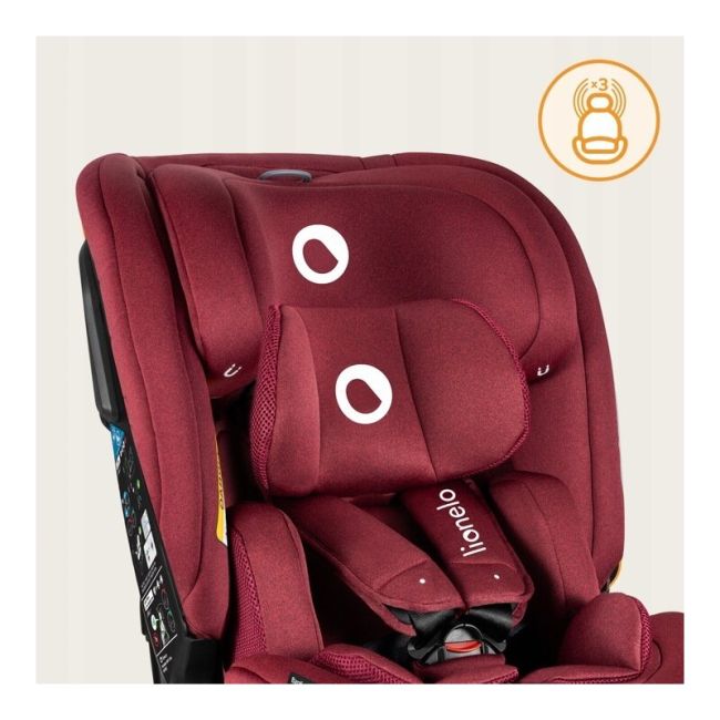 Scaun auto, Lionelo, Bastiaan RWF i-Size, Pozitie de somn, Protectie laterala, Rotire 360 grade, 0-36 Kg, Cu Isofix si Centura Top Tether, Conform cu standardul european de securitate ECE R129, Rosu BYNLO-BASTIAAN_RWF_ISIZE_RED_BURGUNDY