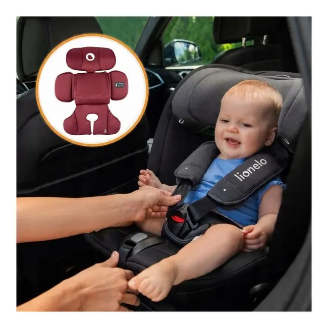 Scaun auto, Lionelo, Bastiaan RWF i-Size, Pozitie de somn, Protectie laterala, Rotire 360 grade, 0-36 Kg, Cu Isofix si Centura Top Tether, Conform cu standardul european de securitate ECE R129, Rosu BYNLO-BASTIAAN_RWF_ISIZE_RED_BURGUNDY