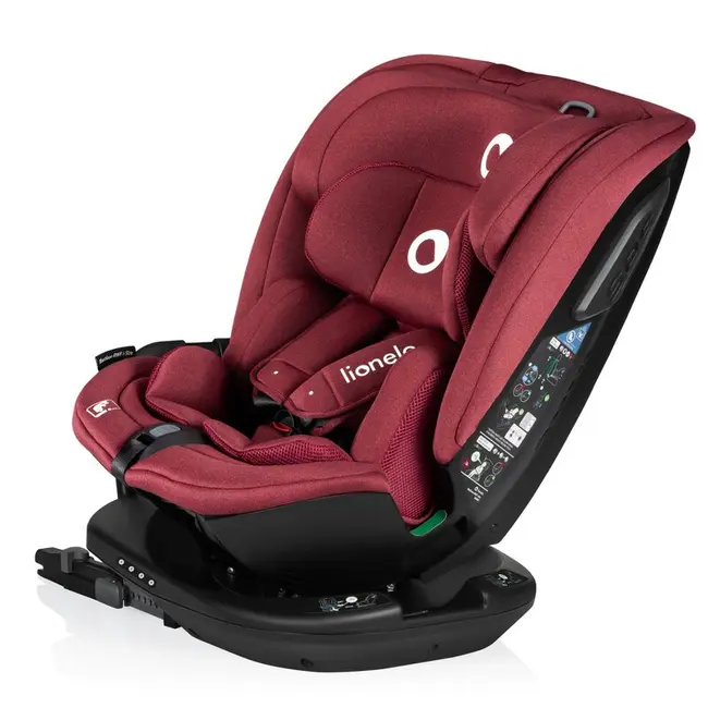 Scaun auto, Lionelo, Bastiaan RWF i-Size, Pozitie de somn, Protectie laterala, Rotire 360 grade, 0-36 Kg, Cu Isofix si Centura Top Tether, Conform cu standardul european de securitate ECE R129, Rosu BYNLO-BASTIAAN_RWF_ISIZE_RED_BURGUNDY