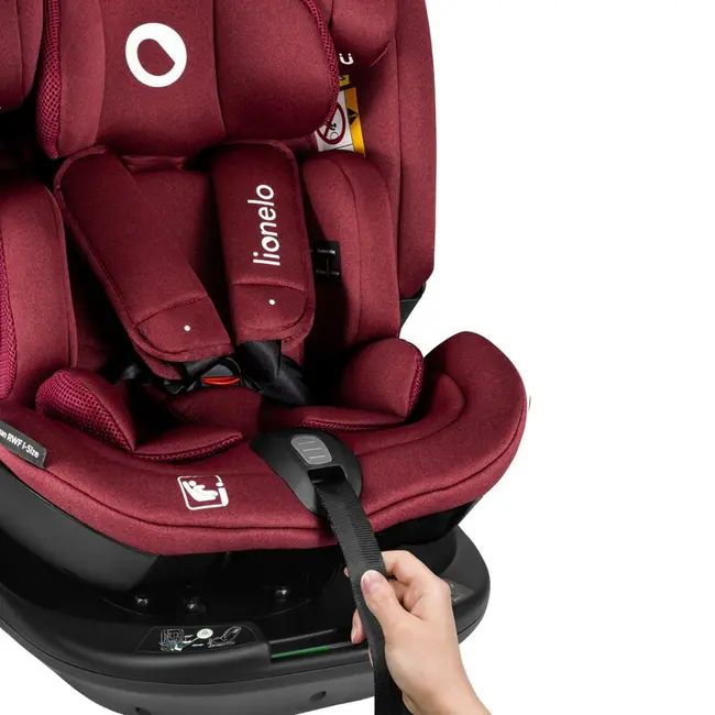 Scaun auto, Lionelo, Bastiaan RWF i-Size, Pozitie de somn, Protectie laterala, Rotire 360 grade, 0-36 Kg, Cu Isofix si Centura Top Tether, Conform cu standardul european de securitate ECE R129, Rosu BYNLO-BASTIAAN_RWF_ISIZE_RED_BURGUNDY