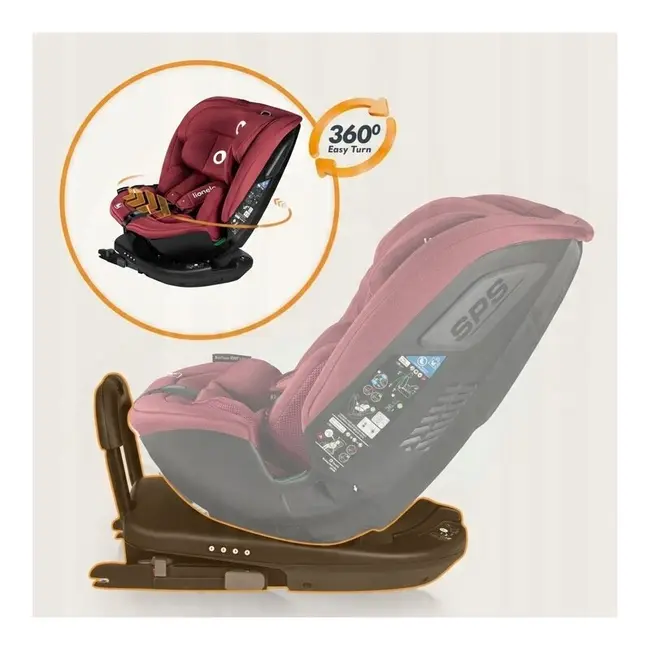 Scaun auto, Lionelo, Bastiaan RWF i-Size, Pozitie de somn, Protectie laterala, Rotire 360 grade, 0-36 Kg, Cu Isofix si Centura Top Tether, Conform cu standardul european de securitate ECE R129, Rosu BYNLO-BASTIAAN_RWF_ISIZE_RED_BURGUNDY